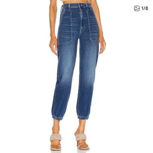 Mother The Wrapper Patch Springy Ankle Jeans Dark Blue Denim Jogger Jeans 27